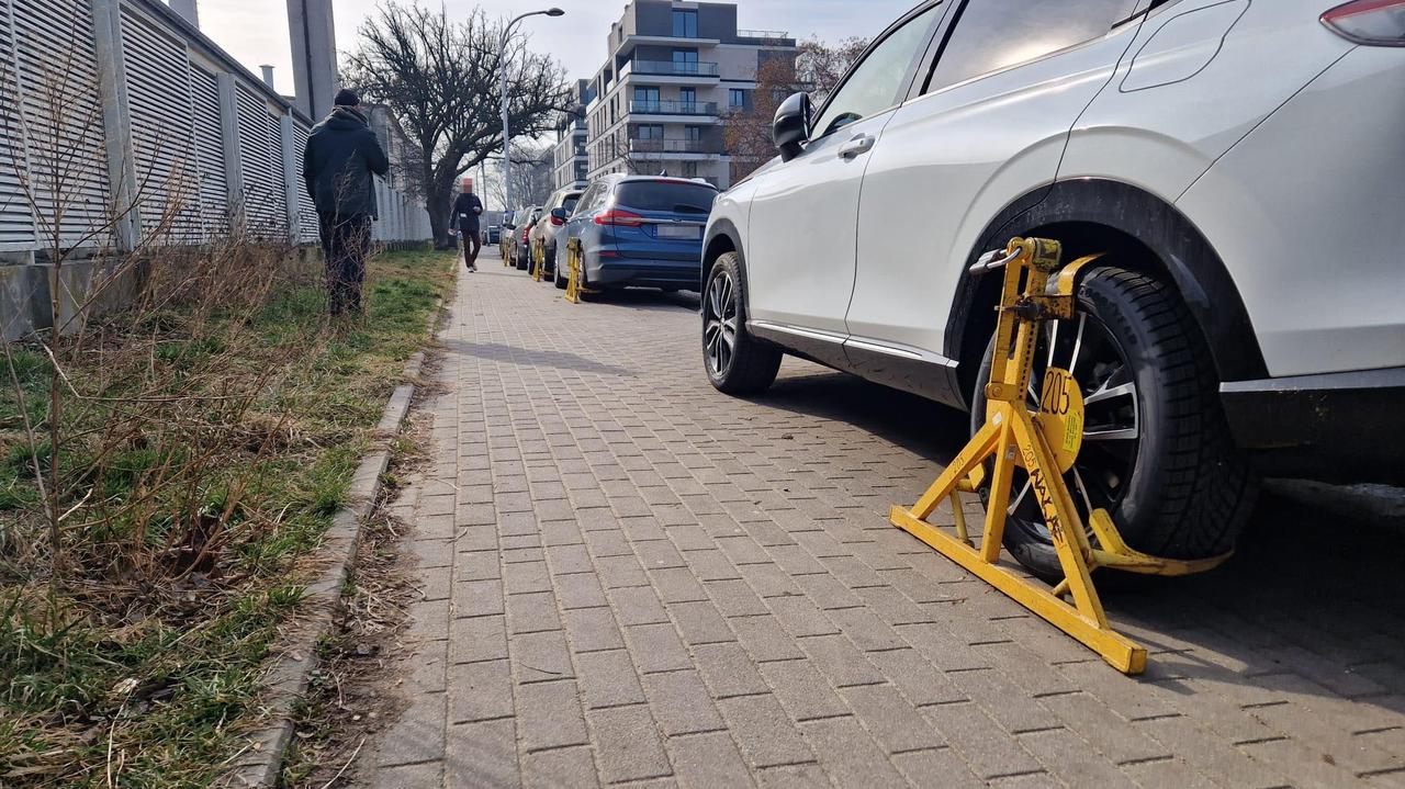 Sznur aut zaparkowanych na zakazie. Strażnicy blokowali jedno po drugim