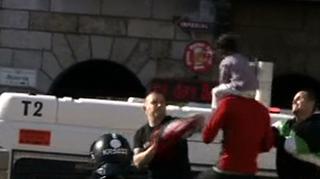 Starcia z narodowcami przed dworcem Keleti