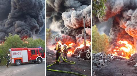 Pożar składowiska opon w Wilkowie (17.06.2023)