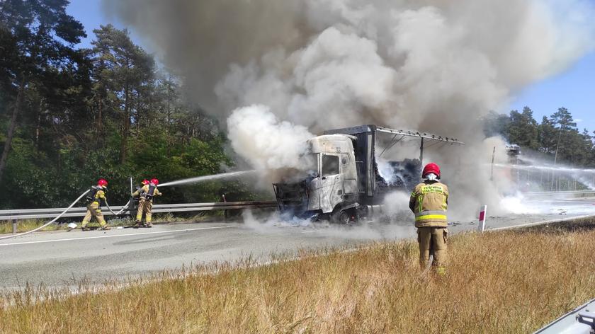 Pożar samochodu ciężarowego na S8