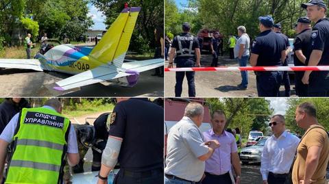 Miejsce wypadku lekkiego samolotu w Odessie na południu Ukrainy 