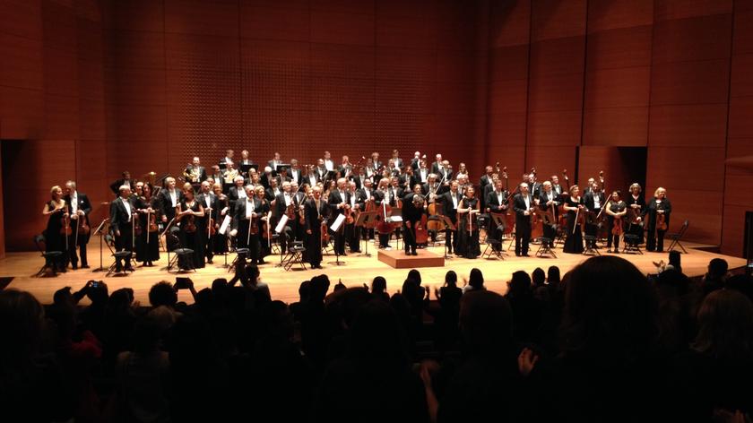 Filharmonicy warszawcy podczas próby w nowojorskim Lincoln Center