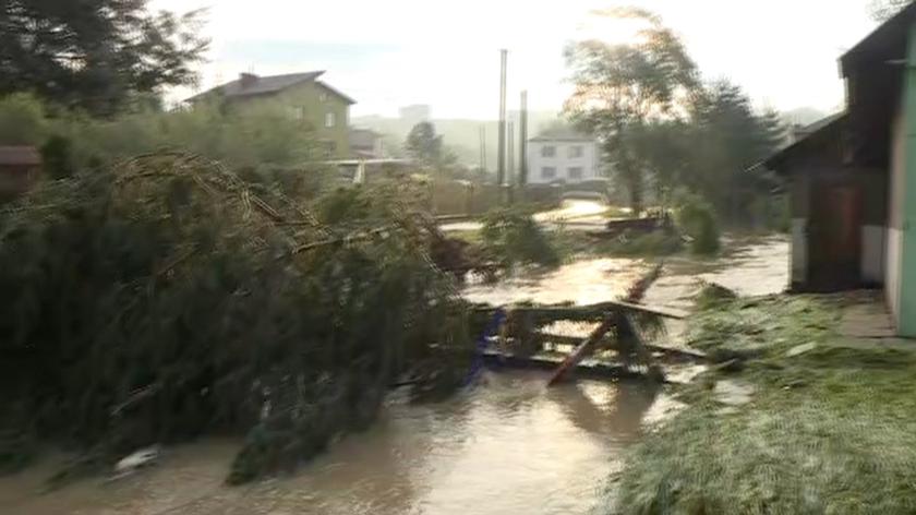 Zniszczone domy, zalane ulice i połamane drzewa w Trzcinicy 