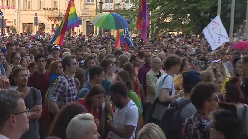 Manifestacja solidarności z członkami Marszu Równości z Białegostoku w Krakowie