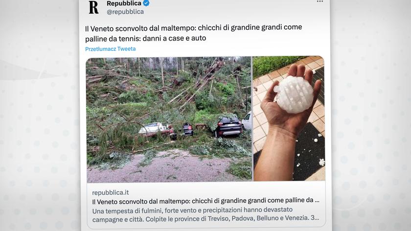 Zniszczenia po gradobiciu i burzach we Włoszech