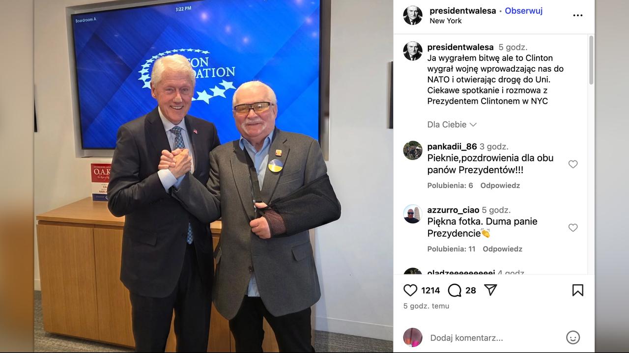 "Wygrał wojnę wprowadzając nas do NATO". Lech Wałęsa z byłym prezydentem USA