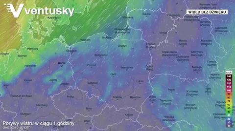 Prognozowane porywy wiatru w najbliższych dniach