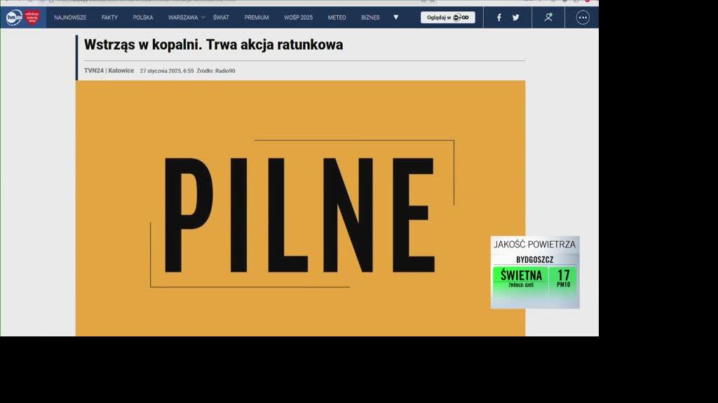 Wstrząs w kopalni Marcel w Radlinie