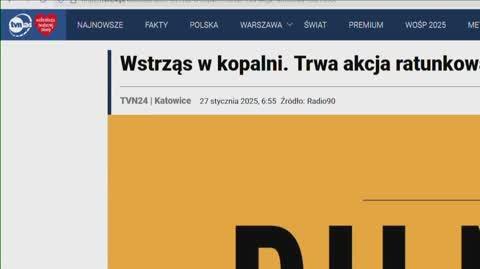 Wstrząs w kopalni Marcel w Radlinie