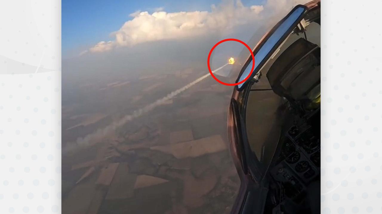 Ukraiński pilot myśliwca zestrzelił rosyjskiego drona. Nagranie