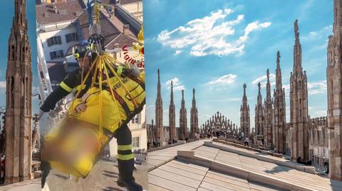 Interwencja służb na tarasach katedry w Mediolanie