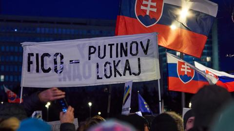 Protest przed siedzibą słowackiego rządu materiał z (10.01.2025 r.)