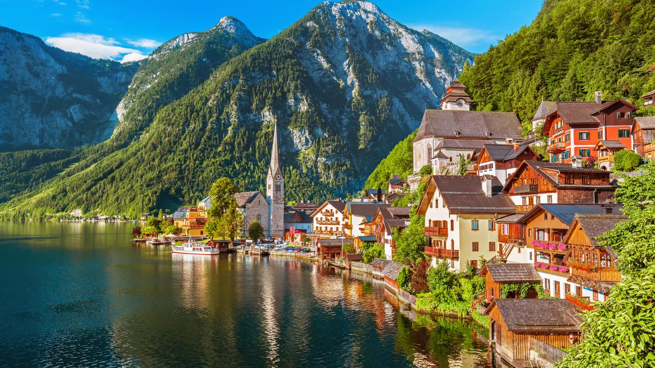 Austria.  Hallstatt residents protest against crowds of tourists