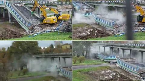 Nagranie z zawalenia się części wiaduktu w Koszalinie