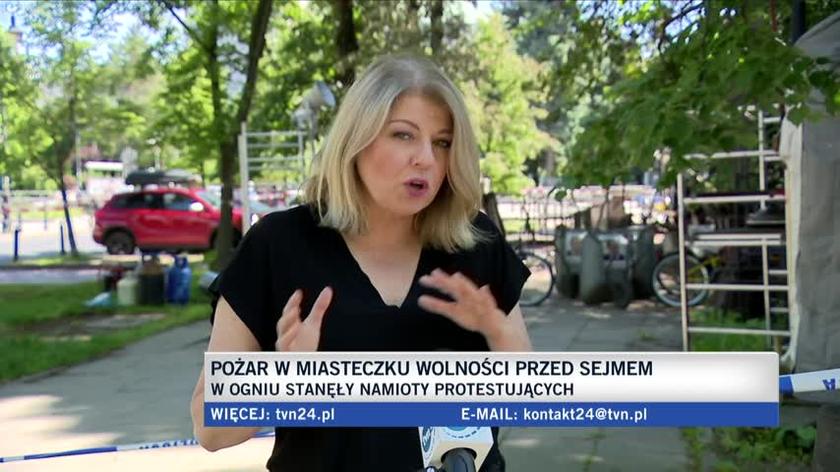 Pożar Miasteczka Wolność - relacja reporterki TVN24