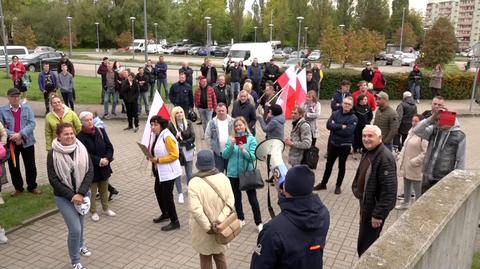 Protest w Koszalinie w trakcie wizyty Jarosława Kaczyńskiego