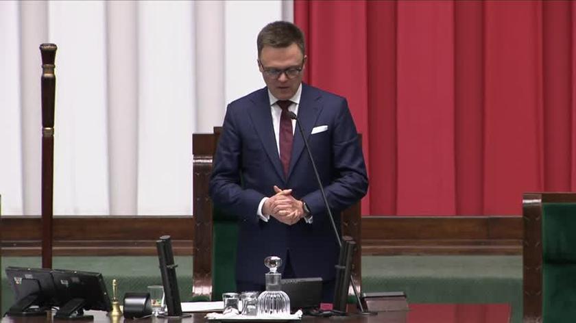 Szymon Hołownia po raz pierwszy zabiera głos w roli marszałka Sejmu