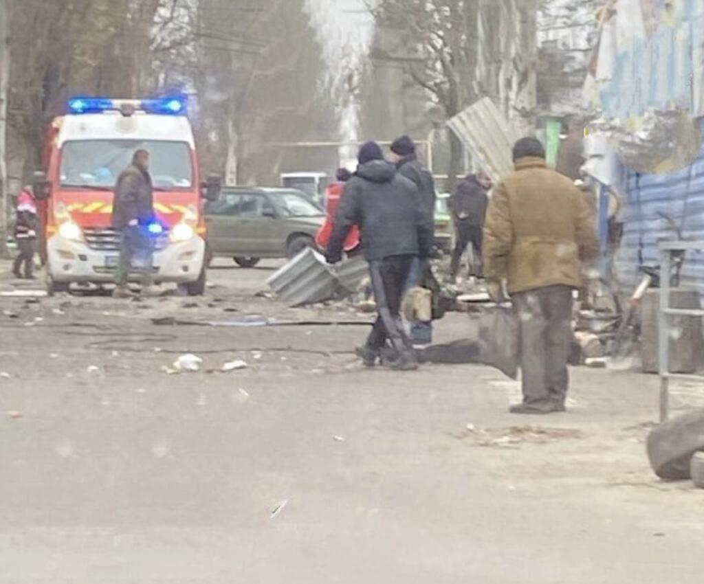 Miasto Kurachowe po rosyjskim ostrzale 