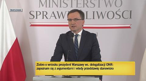 Zbigniew Ziobro o wniosku Hanny Gronkiewicz-Waltz o delegalizację ONR
