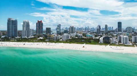 Miami, Floryda. Widok na plażę South Pointe