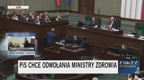 Anna Maria Żukowska podczas debaty nad wnioskiem o wotum nieufności wobec Izabeli Leszczyny