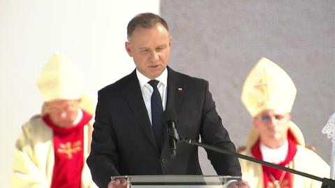 Prezydent Andrzej Duda podczas uroczystości beatyfikacyjnych rodziny Ulmów 