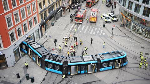 Tramwaj wjechał w sklep w centrum Oslo, stolicy Norwegii