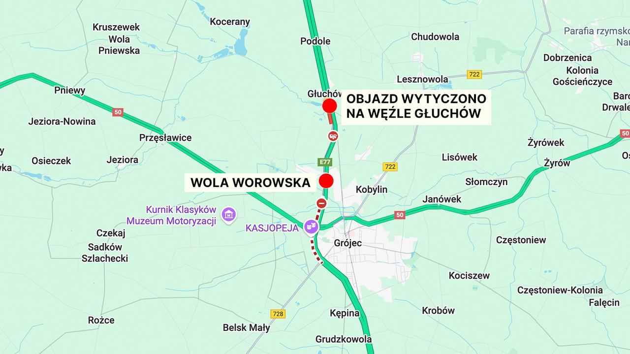 Przewrócona ciężarówka na S7. Utrudnienia