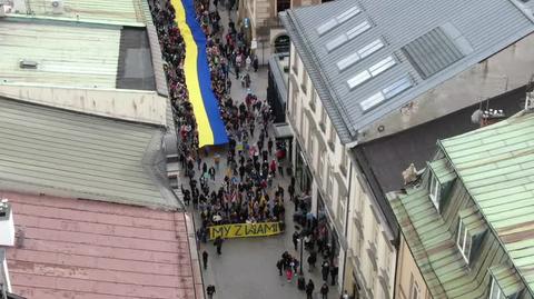 Proukraiński marsz pod hasłem "My z wami" przeszedł ulicami Krakowa  (24.04.2022)