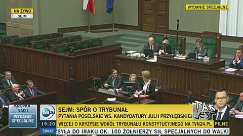 Urszula Pasławska (PSL) w trakcie dyskusji nad wyborem sędziów TK
