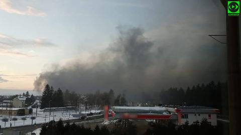 Pożar fabryki materaców w Jaśle