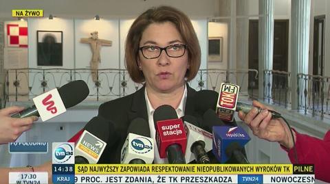 Rzeczniczka PiS, Beata Mazurek, zapowiada nowelizację ustawy o TK