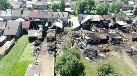 The village of Nowa Biała ravaged by fire