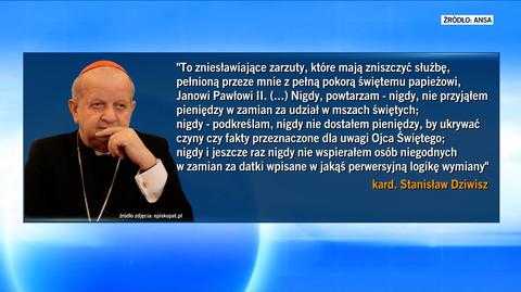 Kardynał Dziwisz: nigdy nie dostałem pieniędzy, by ukrywać czyny czy fakty przeznaczone dla uwagi papieża