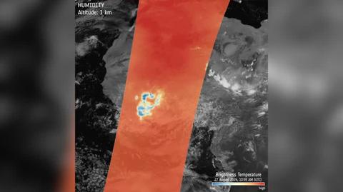 Burza tworząca się nad Wybrzeżem Kości Słoniowej w Afryce na zdjęciach na zdjęciach wykonanych przez satelitę Arctic Weather Satellite