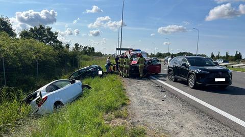 Karambol na drodze ekspresowej S7 w Nowym Dworze Gdańskim