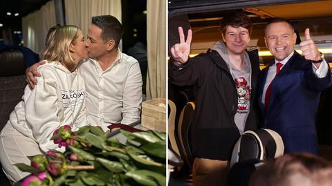 Trzaskowski z żoną, Nawrocki z synem. Zdjęcia po debacie