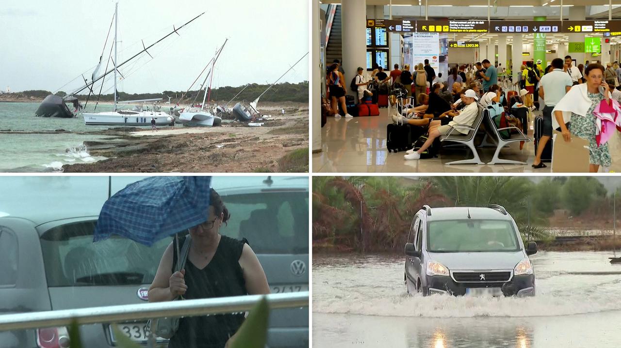 Tough times in the Balearic Islands. “The streets are flooded, the cars are half submerged in water”