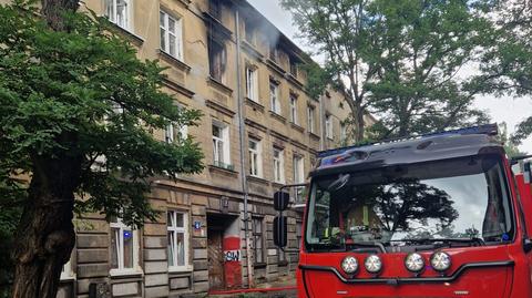 Pożar kamienicy w Łodzi