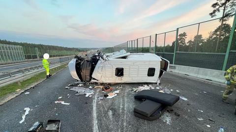 Bus uderzył w samochód służby drogowej na A2 w powiecie świebodzińskim