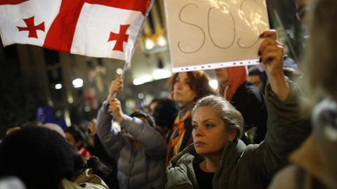 Protest w Tbilisi po ogłoszeniu wyników wyborów parlamentarnych