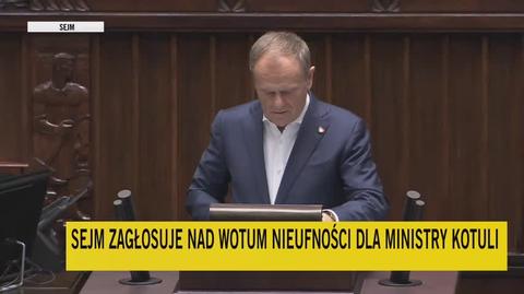 Tusk w sprawie wniosku o wotum nieufności dla Kotuli