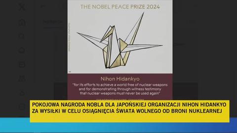 Pokojowa Nagroda Nobla 2024 dla organizacji Nihon Hidankyo