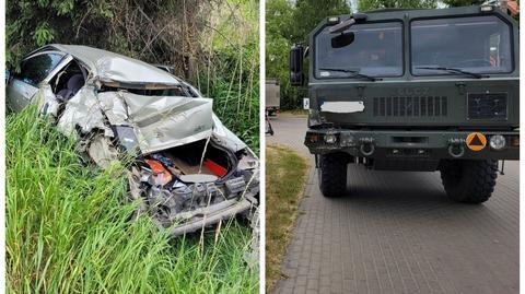 Zderzenie wojskowej ciężarówki z samochodem osobowym