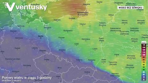 Prognozowane porywy wiatru w najbliższych dniach