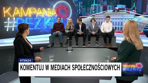 Wojciech Vincent Sawoniewicz (Młoda Lewica) zadaje pytanie Marzenie Okle-Drewnowicz (Koalicja Obywatelska)