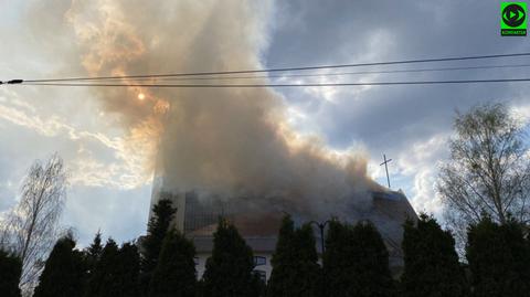 Pożar dachu kościoła w Białymstoku 