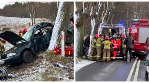 Sikorz. 20-latka uderzyła w drzewo, trafiła z obrażeniami do szpitala