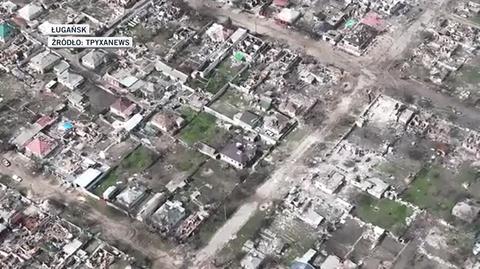 Zniszczone przedmieścia Ługańska na nagraniu z drona