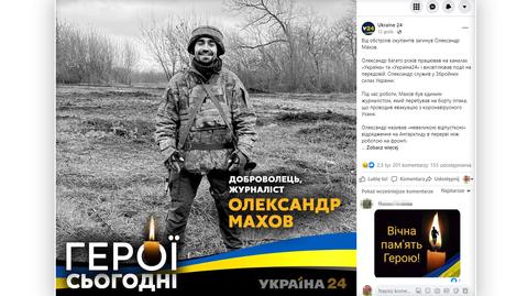 Ukraiński dziennikarz Ołeksandr Machow zginął w wyniku rosyjskiego ostrzału
